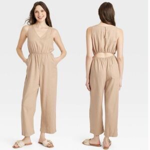 Universal Thread Beige Open Back Sleeveless Jumpsuit size XS